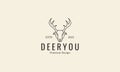 Head deer with long horn lines vintage logo design vector icon symbol illustration Royalty Free Stock Photo