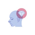 Head with diamond flat icon
