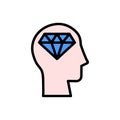 head diamond icon. Simple color with outline vector elements of brain process icons for ui and ux, website or mobile application