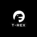 Head dinosaur t- rex with moon logo design vector