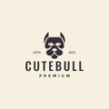 Head dog bull strong cute hipster logo design