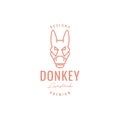 head donkey livestock lines art minimal hipster logo design vector icon illustration