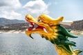 Head of a dragon on the bow of a dragon boat Royalty Free Stock Photo