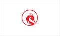 Head dragon in circle flat red colour logo template Vector illustration Royalty Free Stock Photo