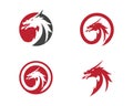 Head dragon flat color logo template