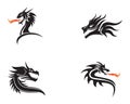 Head dragon flat color logo template vector illustration