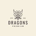 Head dragon mythic line hipster logo design