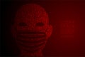 Head with Dust mark or particulate respirator Abstract Geometric Bokeh light circle dot pixel pattern, Pollution PM 2.5 concept