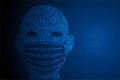 Head with Dust mark or particulate respirator Abstract Geometric Bokeh light circle dot pixel pattern, Pollution PM 2.5 concept