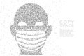 Head with Dust mark or particulate respirator Abstract Geometric Square box pixel pattern, Pollution PM 2.5 concept black color