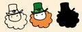 The head of a dwarf in a green hat and a red beard. doodle-style leprechaun icon, isolated black outline and silhouette on white