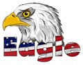 Head of eagle with colored name