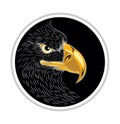 Head of Eagle Logo with Round Black Background,Vector Illustration, Isolated Vector