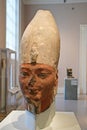 Head of an Early Egyptian Eighteenth Dynasty King, ca. 1539-1493 BC. Sandstone, pigment, Brooklyn Museum ,New York, USA Royalty Free Stock Photo