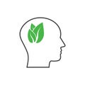 Head, eco thinking icon. Vector illustration, flat design Royalty Free Stock Photo