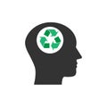 Head, eco thinking icon. Vector illustration, flat design Royalty Free Stock Photo