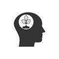Head, eco thinking icon. Vector illustration, flat design Royalty Free Stock Photo
