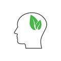 Head, eco thinking icon. Vector illustration, flat design Royalty Free Stock Photo