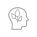 Head, eco thinking icon. Vector illustration, flat design Royalty Free Stock Photo