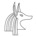 Head of egyptian god Anubis icon, outline style