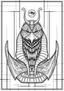 Head of Egyptian Sun God - Ra, an isolated bust of a falcon in a crown and armor with pattern. Ruler of an ancient civilization