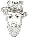 Head of an elderly man with a beard Coloring book vector for adults