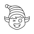 head elf funny line icon vector illustration