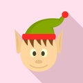 Head elfin icon, flat style