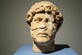 Head of Emperor Hadrianus from the Roman period in the Bergama Museum. Royalty Free Stock Photo