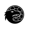 Head of European Eagle Inside Handball Ball Mascot Black and White