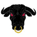 Head of an evil bull with a ring in its nose Royalty Free Stock Photo