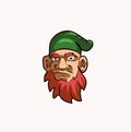 The head of an evil dwarf with a red beard