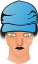 Head Face with Blue hat black lips