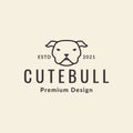 Head face bull dog line hipster logo symbol icon vector graphic design illustration idea creative