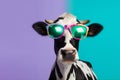 head face cute portrait cow colourful sunglasses animal character funny. Generative AI.
