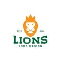 Head face lion with crown vintage colored logo design vector graphic symbol icon sign illustration creative idea Royalty Free Stock Photo