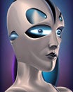 Humanoid female metallic face AI art