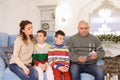 Head of family, father and husband distributes family budget bet Royalty Free Stock Photo