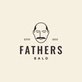 Head father bald and mustache hipster logo design vector