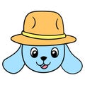 The head of the father dog wearing a hat with a friendly face. doodle icon drawing