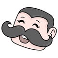 Head father with thick mustache laughing happily, doodle icon drawing