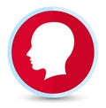 Head female face icon flat prime red round button