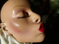 Head of a female mannequin with red kiss mouth Royalty Free Stock Photo