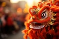 Head of a festive Chinese dragon at the Chinese New Year festival