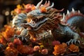 Head of a festive Chinese dragon at the Chinese New Year festival