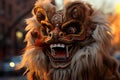 Head of a festive Chinese dragon at the Chinese New Year festival