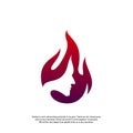 Head Fire logo concept, Mind fire logo, spirit mindset logo, flame head logo - Vector