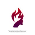 Head Fire logo concept, Mind fire logo, spirit mindset logo, flame head logo - Vector