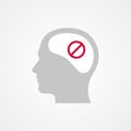 Head and forbidden icon. Concept of restriction, prohibition, negative. Vector illustration, flat design Royalty Free Stock Photo