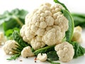 head of fresh cauliflower white background Royalty Free Stock Photo